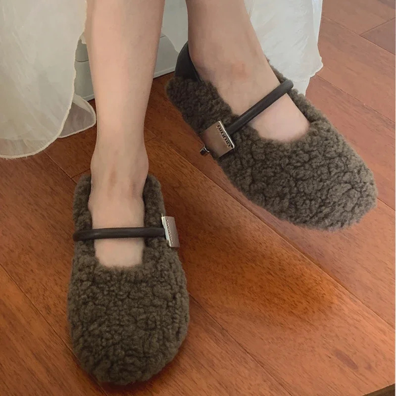 Autumn Winter Women Cotton-padded Flats Shoes Fashion Shallow Retro Style Ladies Comfort Soft Sole Loafer Shoes 250106