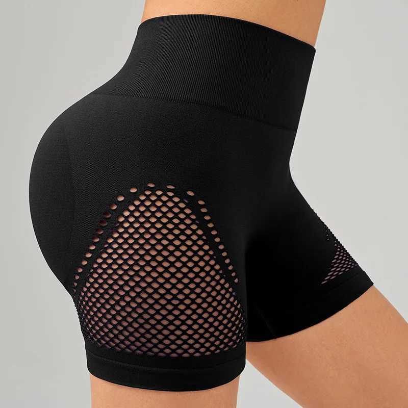 Sexy Hollow Out High Waist Yoga Short Gym Mujer High Bounce Breathable Hip Lift Fitness Pants Workout Running Gym LeggingsXJ250111