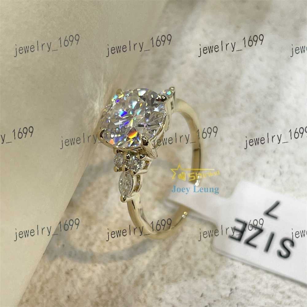 Women Moissanite Diamond Jewelry Solid Gold Silver Trendy Moissanite Wedding Ring Round Brilliant Cut Moissanite Wedding Ring