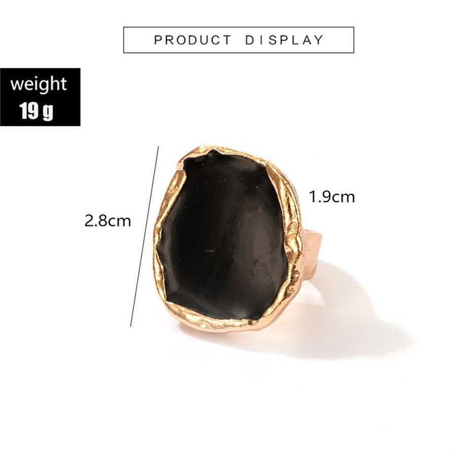 Bohemian Metal Large Black Stone Ring For Men And Women Charm Oil Dripping Large Joint Ring Gothic Stainl Steel Jewelry GiftXJ250110