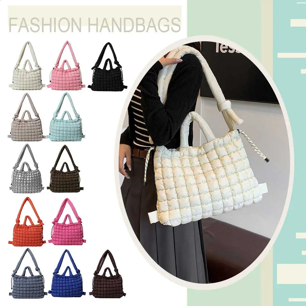 Padding Shoulder Bag for Women Adjustable Strap Puffy Handbag Multi-Pockets Crossbody Bag Satchel Purse for Work Travel 250106