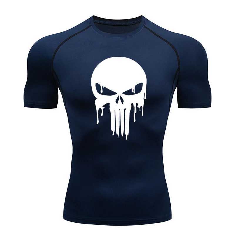 Summer sports top mens running T-shirt skeleton fitness short sleeved quick drying compression T-shirt W250111