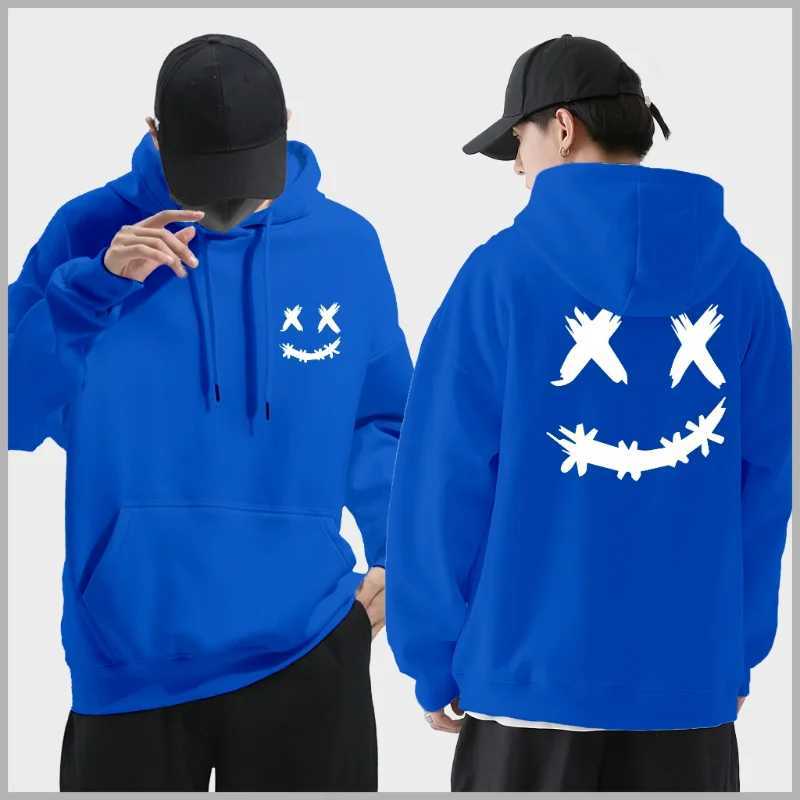 Spring and Autumn Wool Mens Hoodie Double Smile Printed Sweatshirt Street Clothing Rap Singer Loose Womens Zipper Casual Hoodie W250110