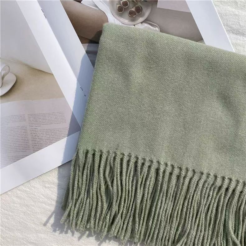 T094 solid color scarf women's winter men's universal couple shawl dual-purpose warm long thick Japanese Korean version