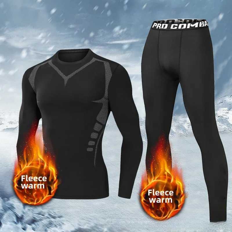 Mens Hot Plush Bottom Set Winter Thick Running Training Quick Drying Clothes Tight Sports Mens Sweatshirt Set W250111