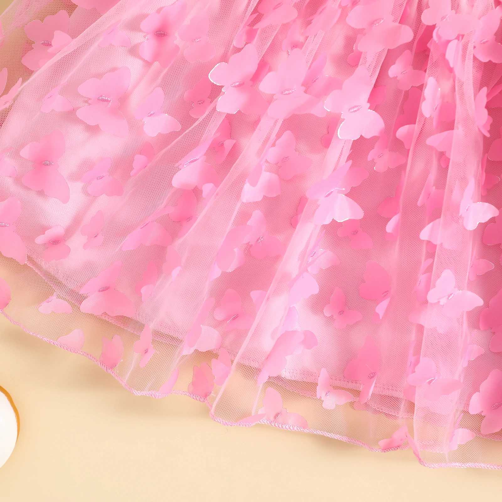 Pudcoco Preschool Baby Girl Summer Princess Dress Mini Bubble Sleeves 3D Butterfly Decorative Chiffon Dress 6M-4T W250111