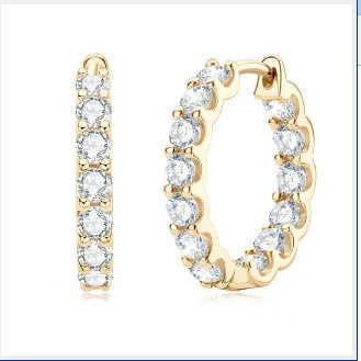 Gra Certified 2.6ct Moissanite Diamond Earring 925 Sterling Sliver Wedding Huggie Hoop Earring for Women Wedding Jewelry
