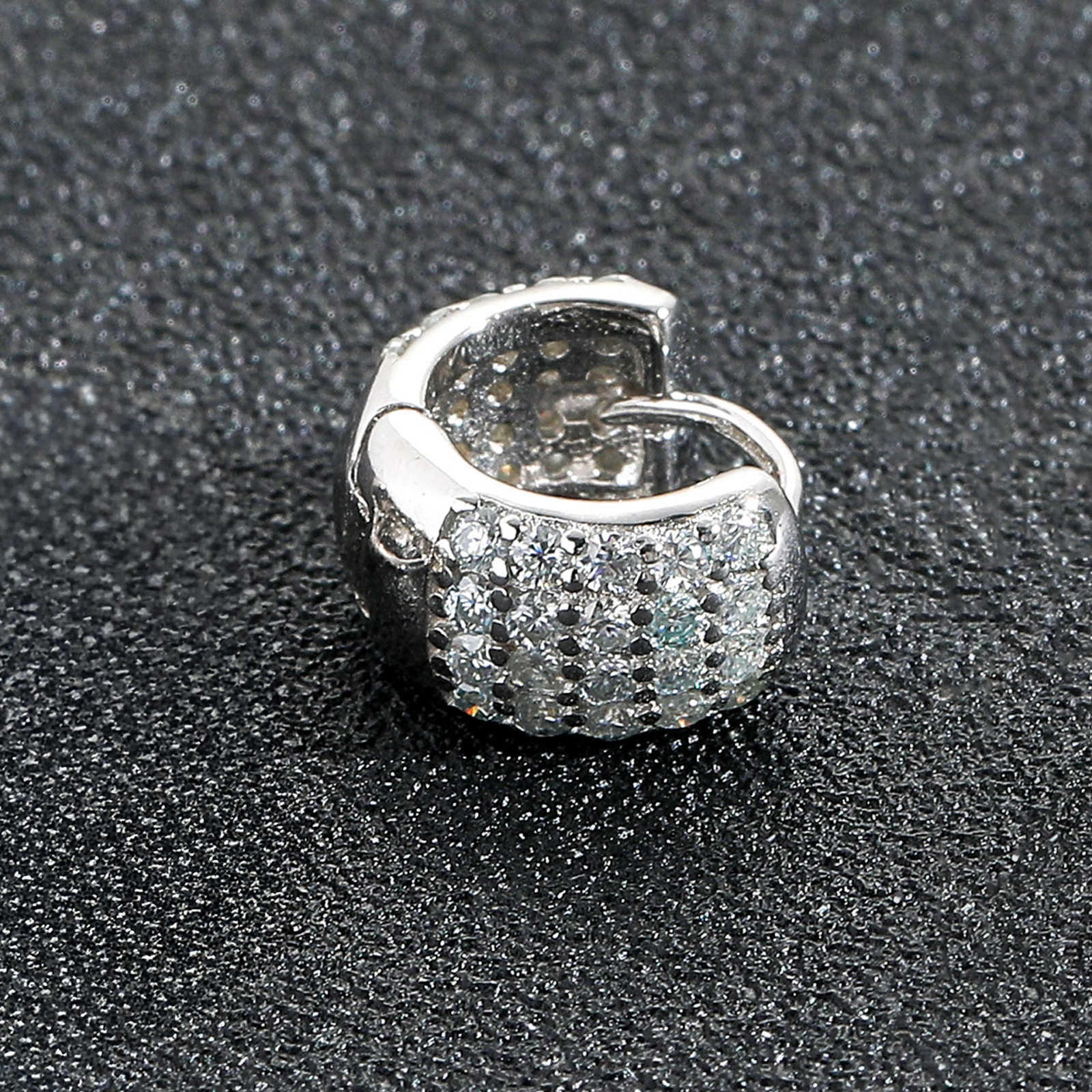 BES Earrings Micro Paved Cubic Zirconia Trendy 925 Sterling Silver Moissanite Round Shaped Stud Earrings Hip Hop Jewelry