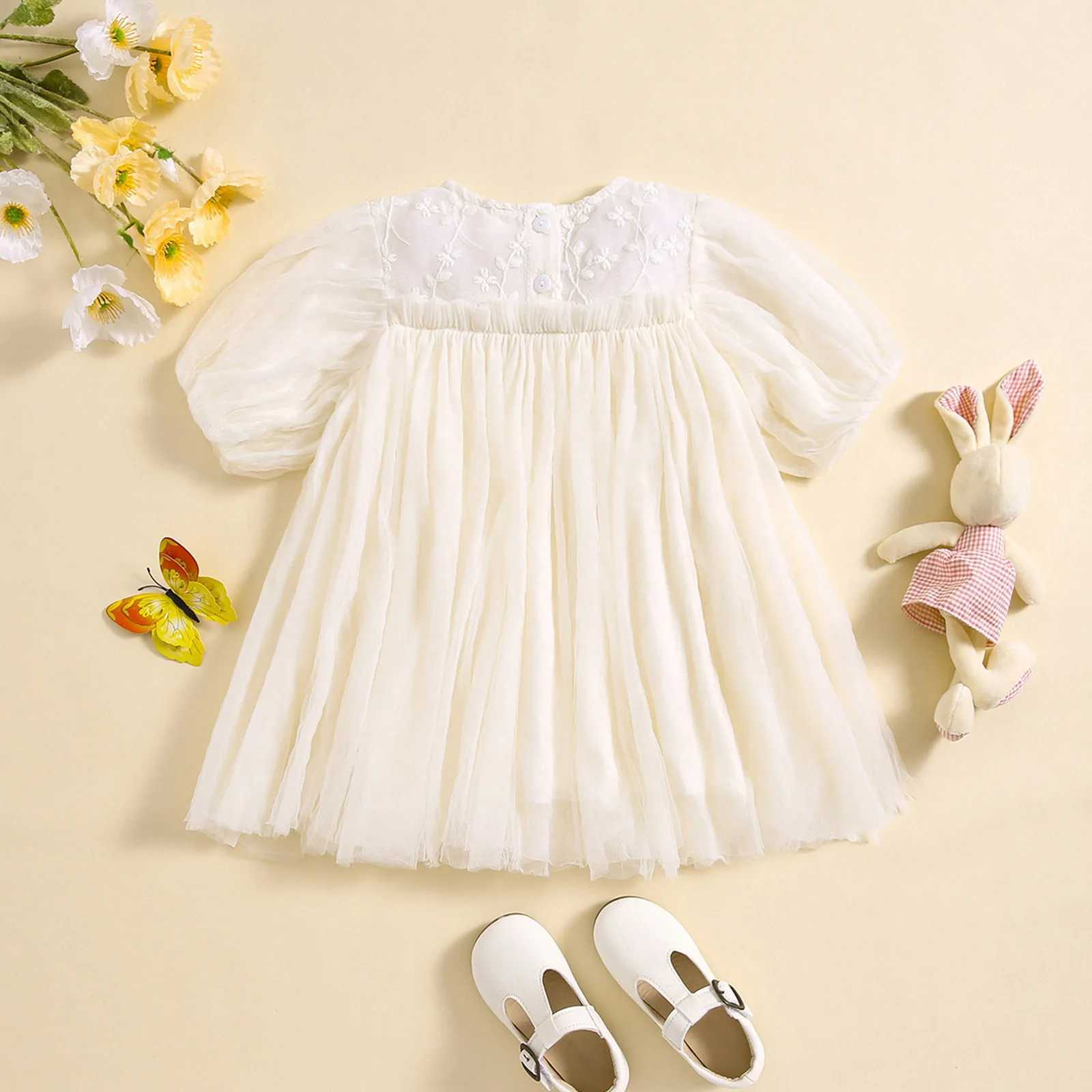 Preschool girl short sleeved lace chiffon dress dance Par dress baby girl floral dress W250111