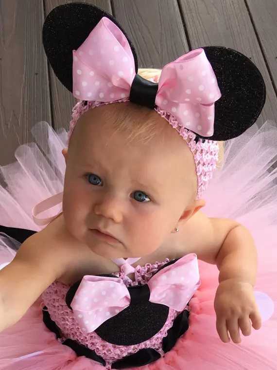 Cute girl Tutu dress baby crochet chiffon Tutus with white polka dot bow and headband childrens Par role-playing dress W250111