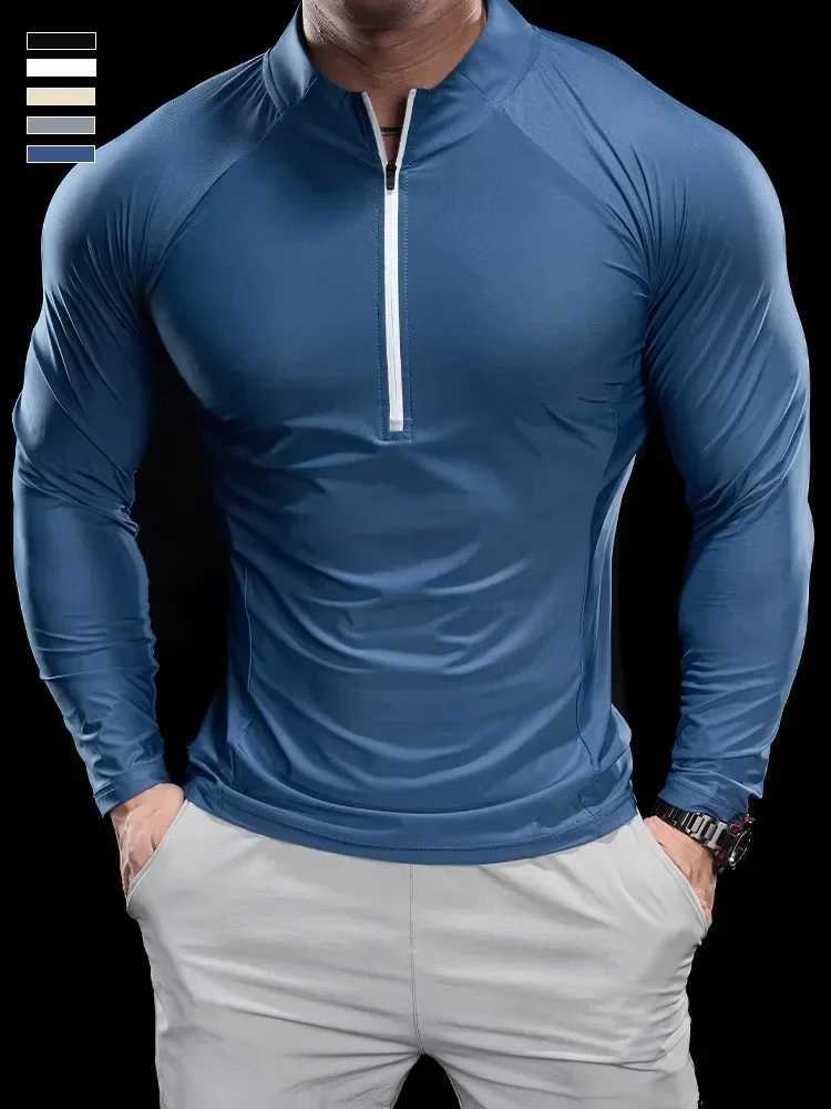 2024 Autumn New Mens Sports T-shirt Fitness Top Running Training Clothes Round Neck Quick Drying Breathable Long Sleeve W250111