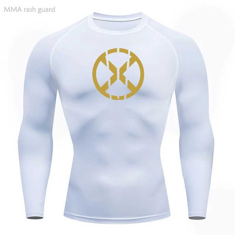 Bodybuilding clothing mens gym T-shirt compression long sleeved quick drying sunscreen basic skin T-shirt running W250111