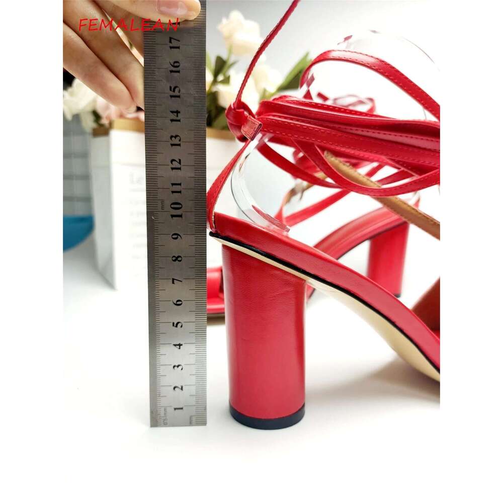 2024 Summer Party Prom Square Toe High Heels Buckle Long Straps Casual Black Sandals Unsymmetrical Split-toe Shoes For Women