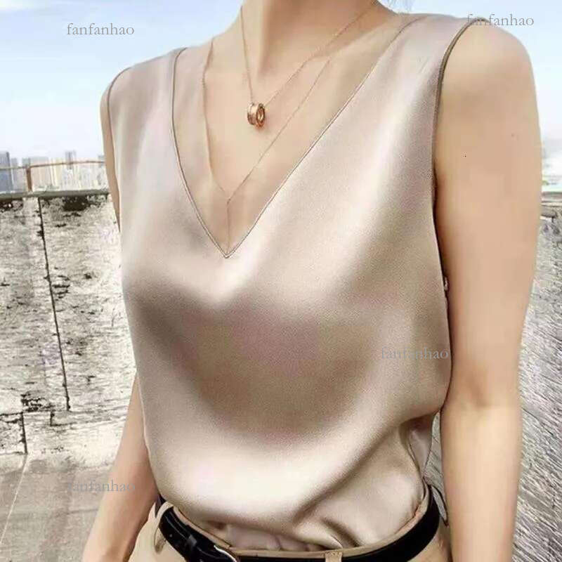 Women's Blouses & Shirts Summer Elegant Tunic Vintage Office Plus Size Satin Silk Blouse Basic Chiffon Tops Shirt Black Champagne 2022