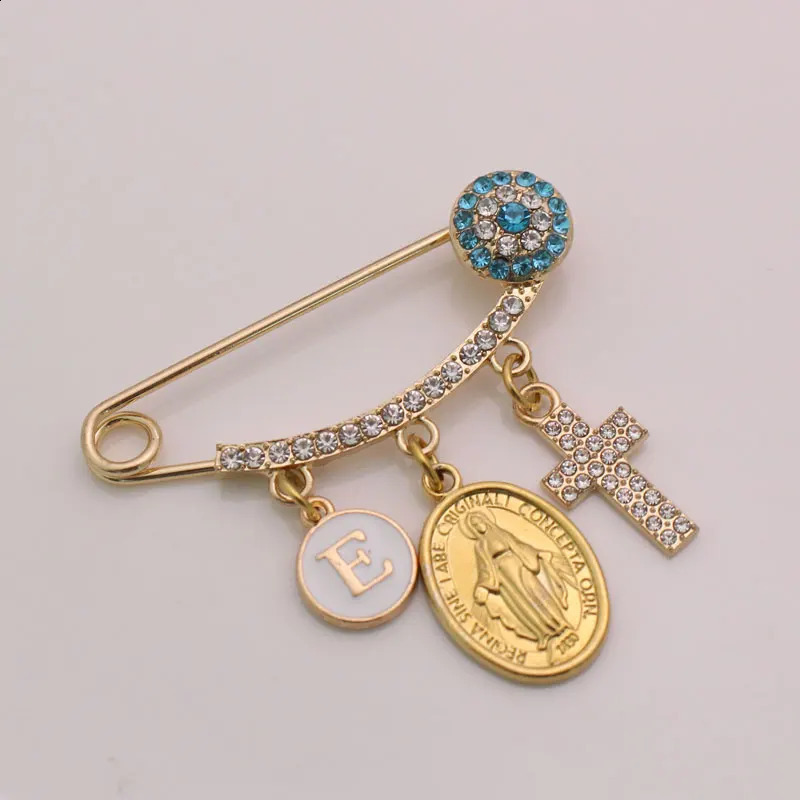 Christian cross Virgin Mary baby pin brooch 250103