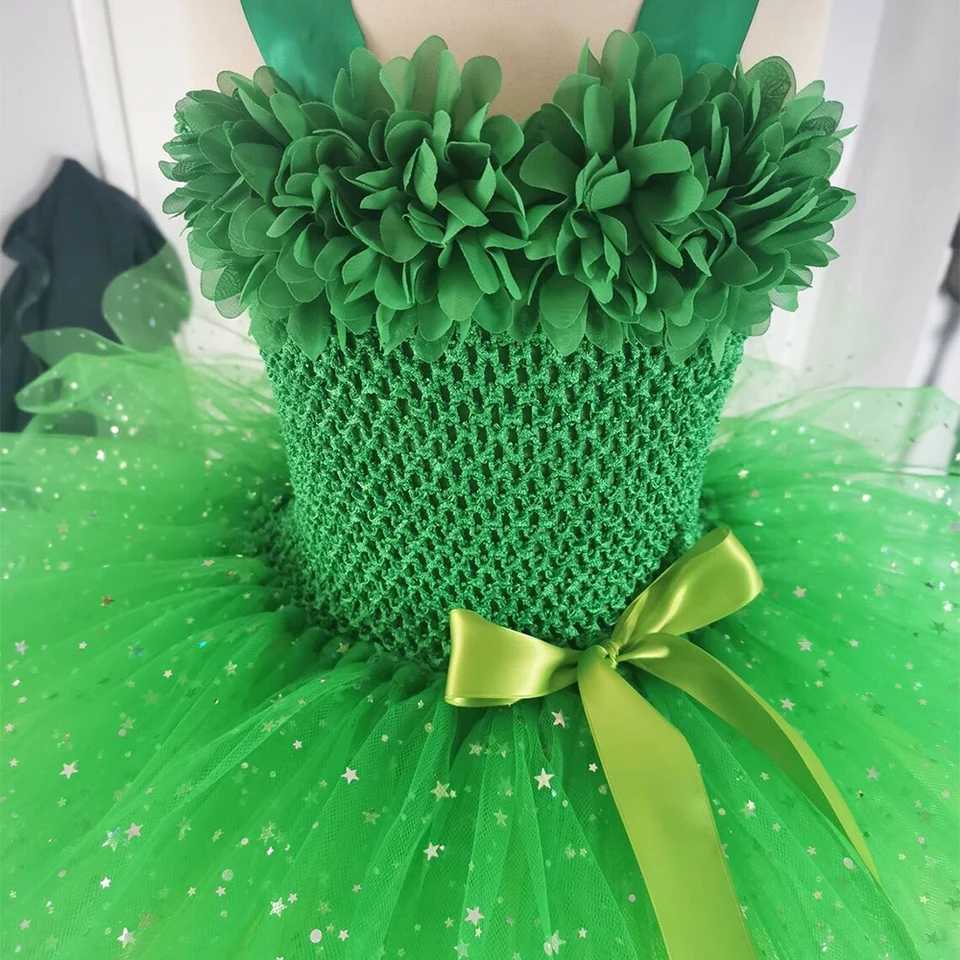 Girls Green Sparkling Tutu Dress Childrens Flower Fairy Dress Butterfly Wing Set Childrens Par Dress Sparkling Star Dress W250111