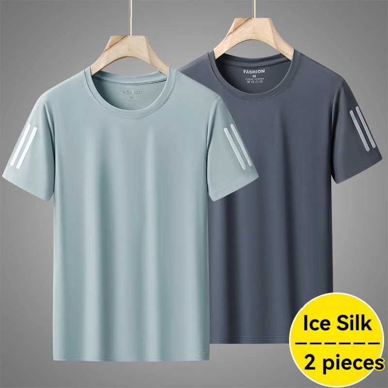 High quality ice silk thin mens casual breathable short sleeved T-shirt summer sweater absorbs quick drying sports running top W250111