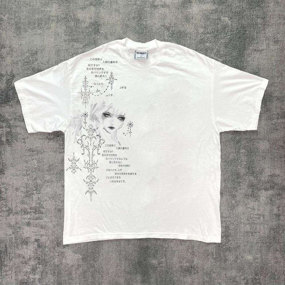 Inspiration: American style vintage hand-painted printed short T-shirt, street trend, versatile, genderless, half sleeved