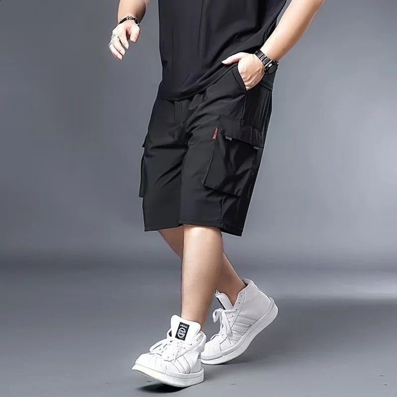 Mens Summer Ice Silk Quick Dry Knee Pants Loose Breathable Beach Shorts Athleisure plus Size Casual Clothing Cargo pants 250108