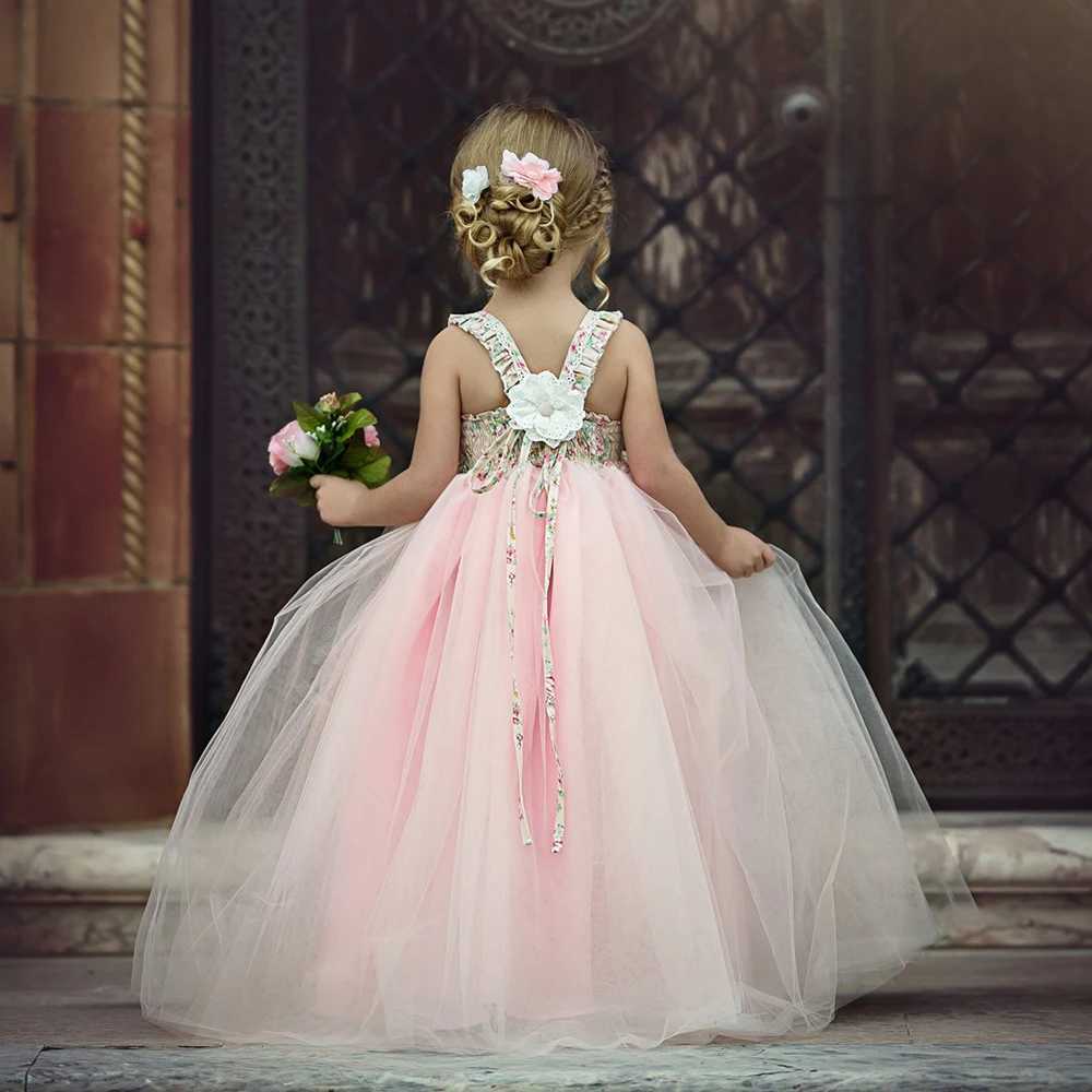 1-7 year old childrens girl princess evening dress Par wedding birthday chiffon Tutu dress baby girl summer long skirt W250111