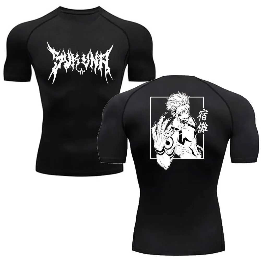 New anime printed thin compression shirt mens fitness running T-shirt summer outdoor cycling quick drying top S-3XL W250111