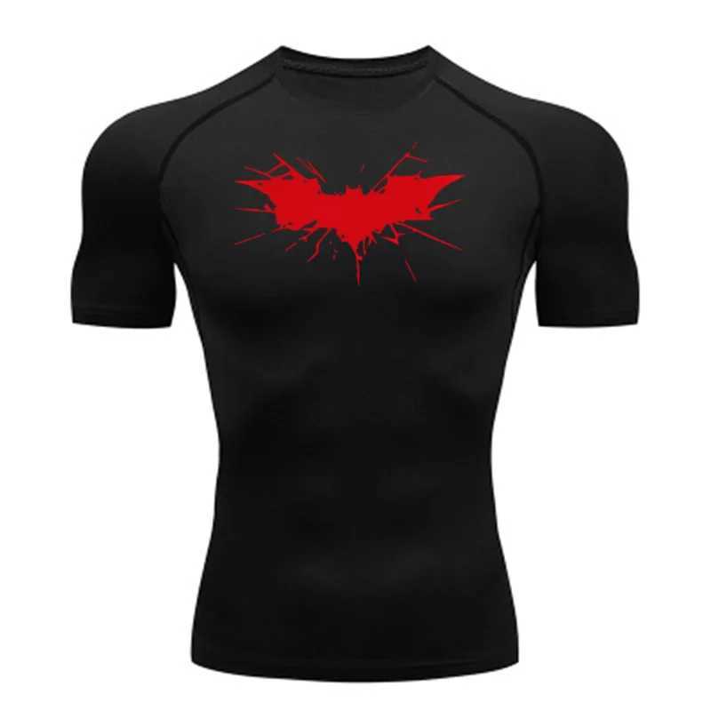 Printed mens sports compression shirt sports fast drying breathable rush protection sports tight training top summer mens style W250111
