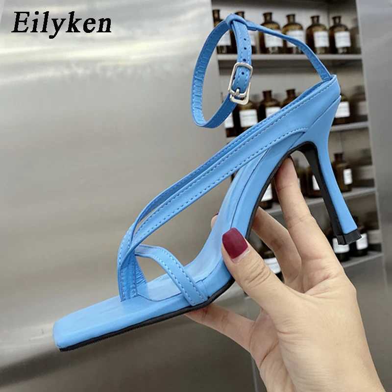 New Arrival Eilyken New Fashion Pinch Narrowband Womens Sandals Summer Square Open Anklet Buckle High Heels Womens Shoes T250110