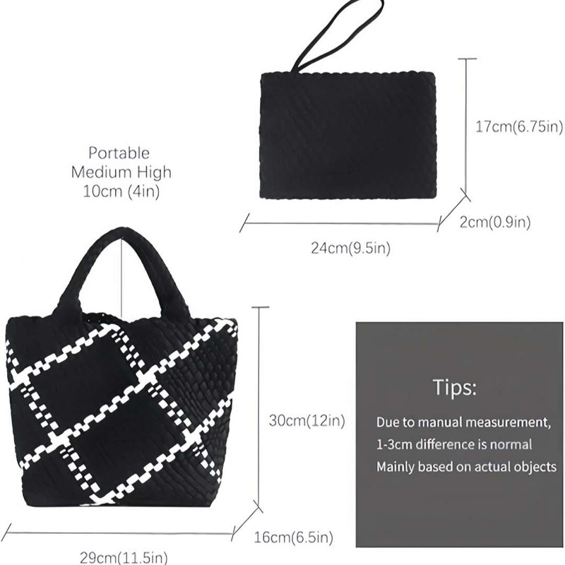 Woven For Women, Summer Beach Handbag Purse Retro Handmade Travel Shoulder Set Neoprene Weave Tote Bag