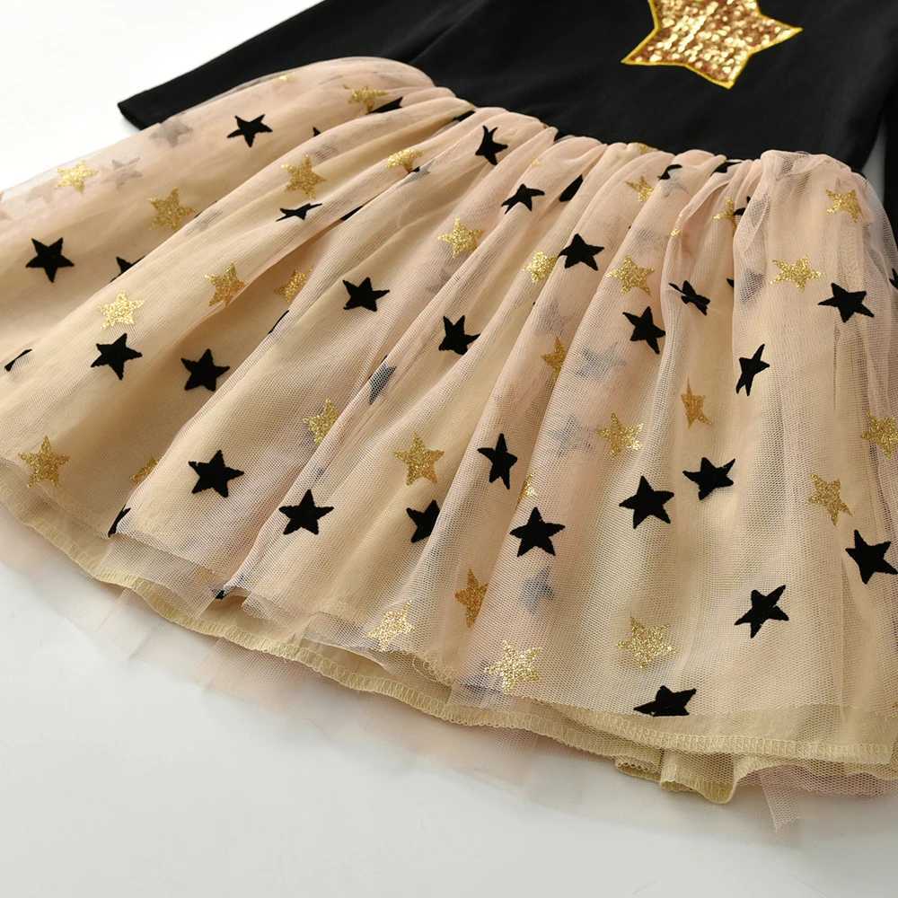 Vegeta Childrens Autumn Girls Dress Star Glitter Princess Dress Girls Long Sleeve Par Vest Girls Dress Childrens Clothing W250111