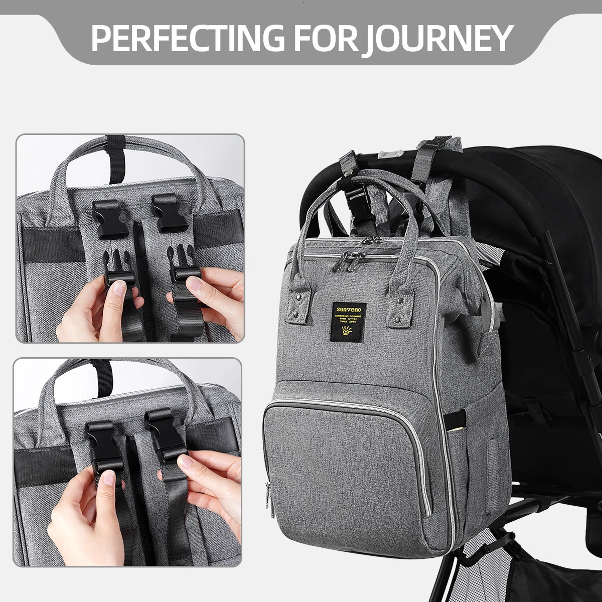 Sunveno Stylish Upgrade Diaper Bag Backpack Multifunction Travel BackPack Maternity Baby Changing Bags 20L Large Capacity 250106