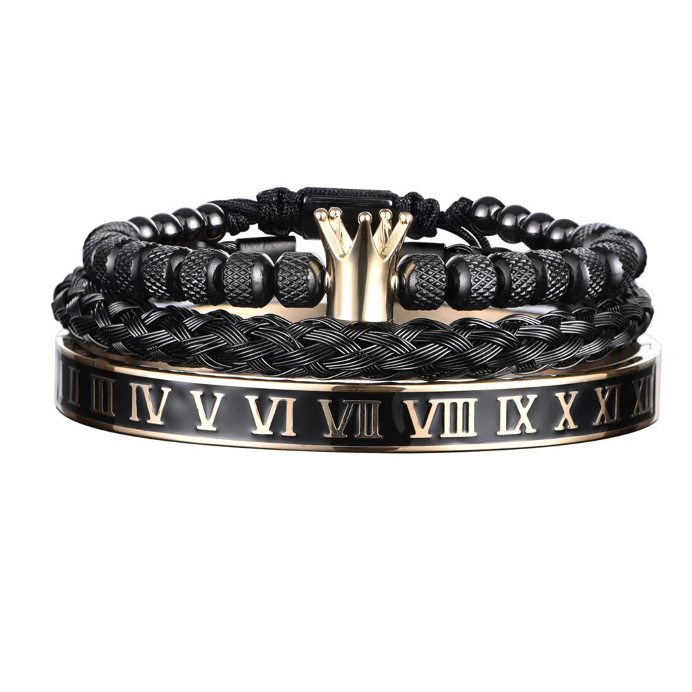 3 pieces/set Charm Mens Bracelet Stainless Steel Handmade Rope Bracelet Eagle Bracelet with Natural Stone Jewelry Direct 250109