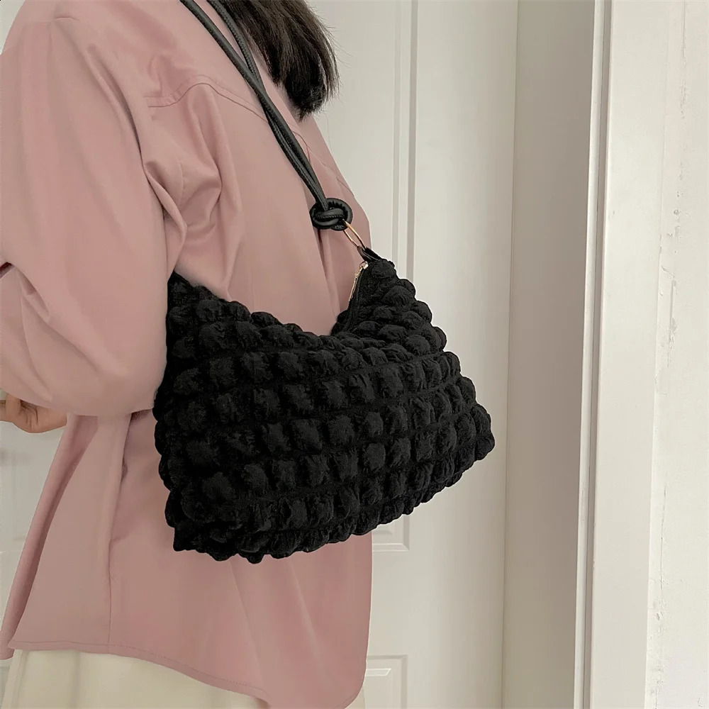 Quilted Padded Shoulder Bag Pleated Bubbles Cloud Large Capacity Handbag Tote Bags Bucket Ruched Handbags 250106