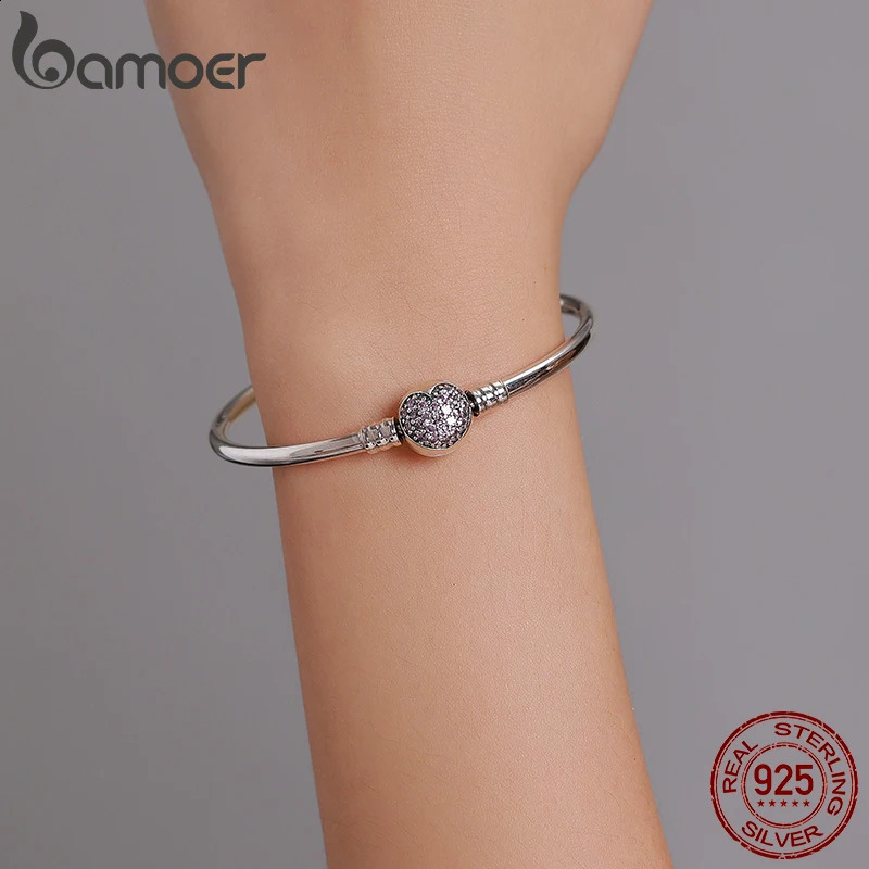 925 Sterling Silver Snake Chain Bangle Bracelet Pave Setting CZ for Women Pendant Charm Bead DIY Jewelry PAS904 250107