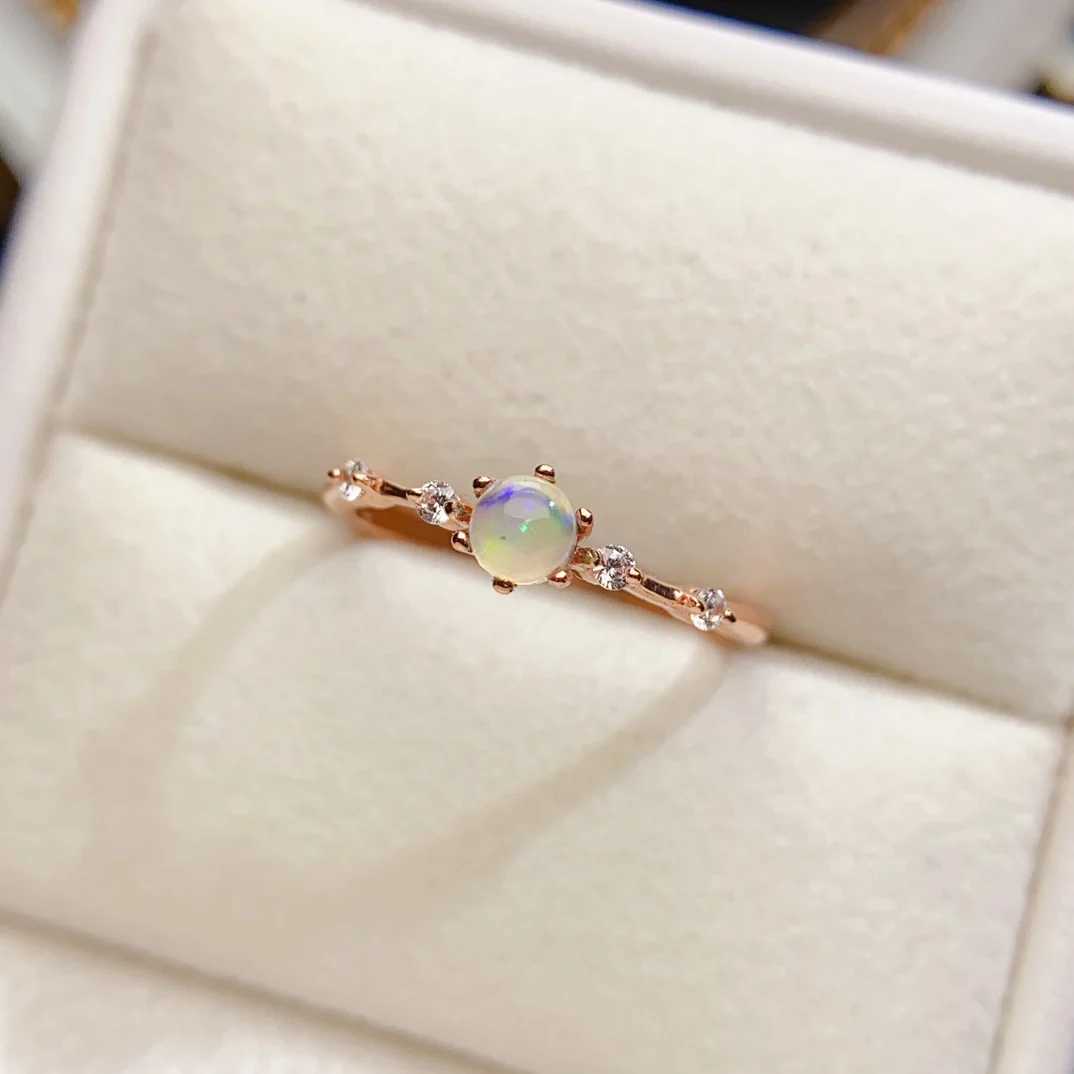 FS 4mm Natural Opal S925 Pure Silver Ring Suitable for Women Exquisite Fashion Charm Wedding Jewelry MeiBaPJ Certificate W250111