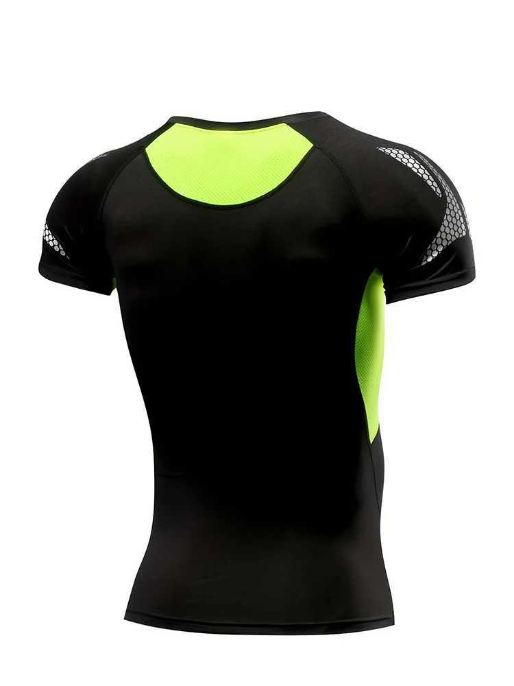 Green Edge Summer Mens High Elasticity Short SLeep Tight and Fast Drying Top Sports Fitness Clothing Running W250111