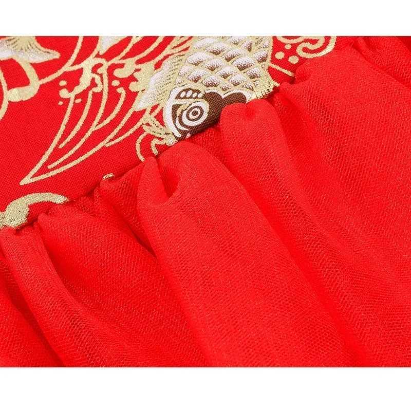 Fashion Red Girl Dress Summer Performance Kids Cheongsam Vestidos Baby Chinese Qipao Mesh Princess Dresses Children Clothing W250111
