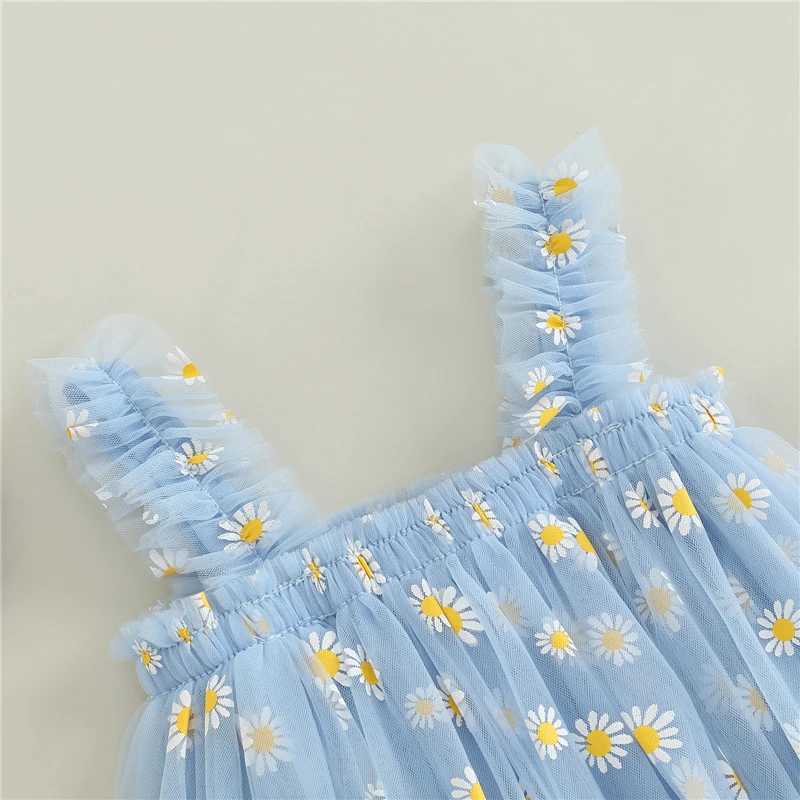 Preschool Childrens Girls Par Dress 2022 Summer Sleeveless Daisy Flower Tutu Dress Layered Chiffon Princess Birthday Dress W250111