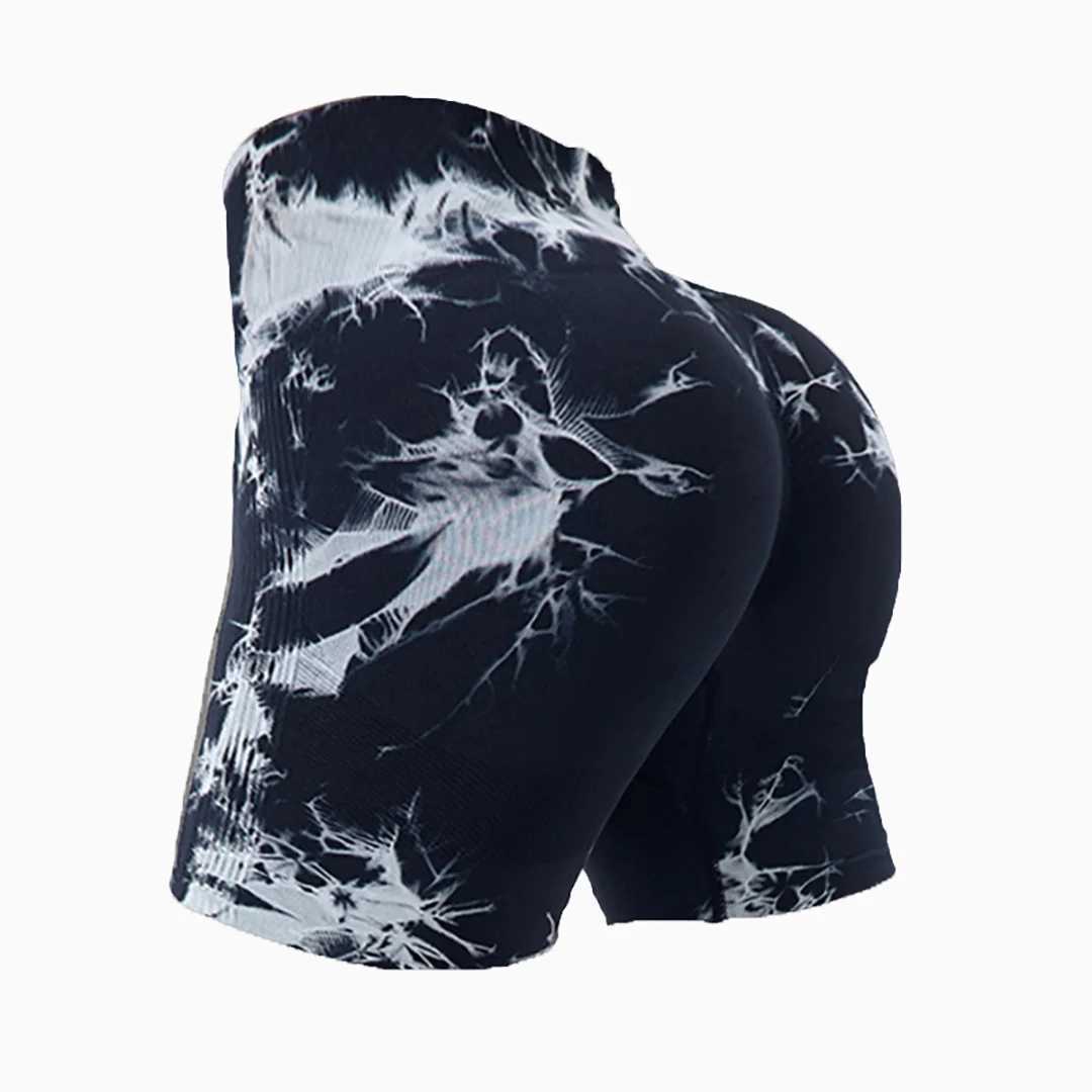 Summer Women High Waist Butt Lift Shorts Legging Seamless Leggings Fashion Tie Dye Shorts Gym Workout Running PantsXJ250111