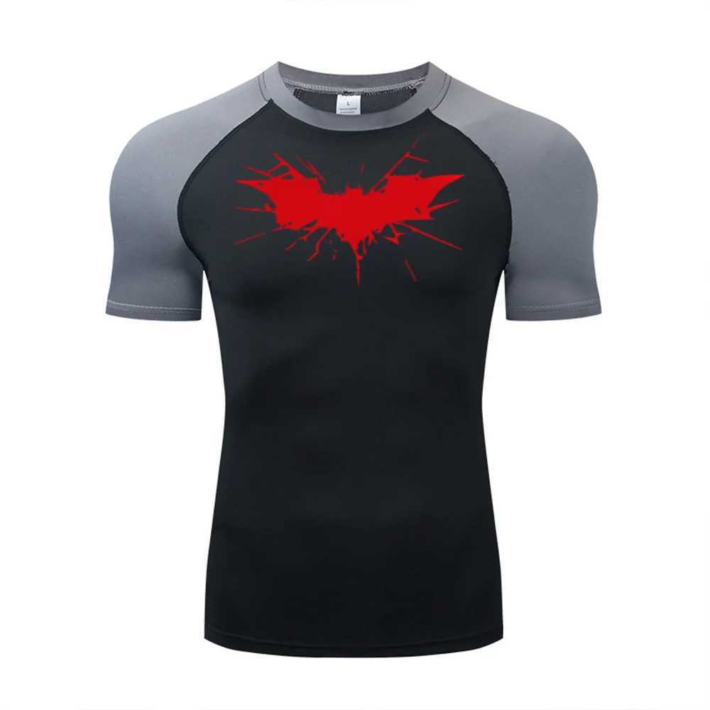 Printed mens sports compression shirt sports fast drying breathable rush protection sports tight training top summer mens style W250111