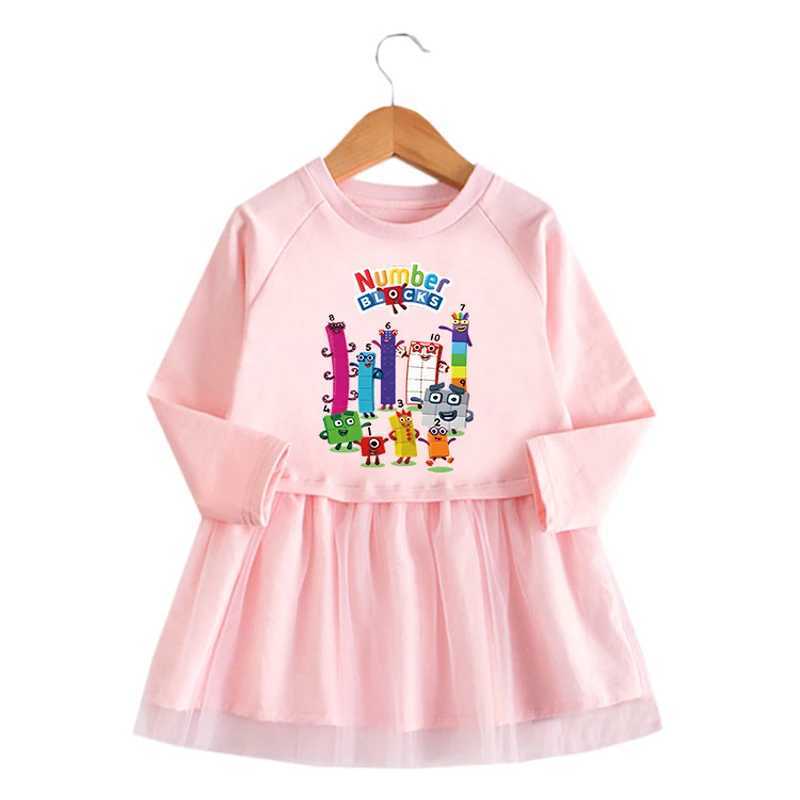 Preschool girl autumn long sleeved Tutu Par birthday dress childrens fashion digital pattern 2-7Y childrens girl dress W250111