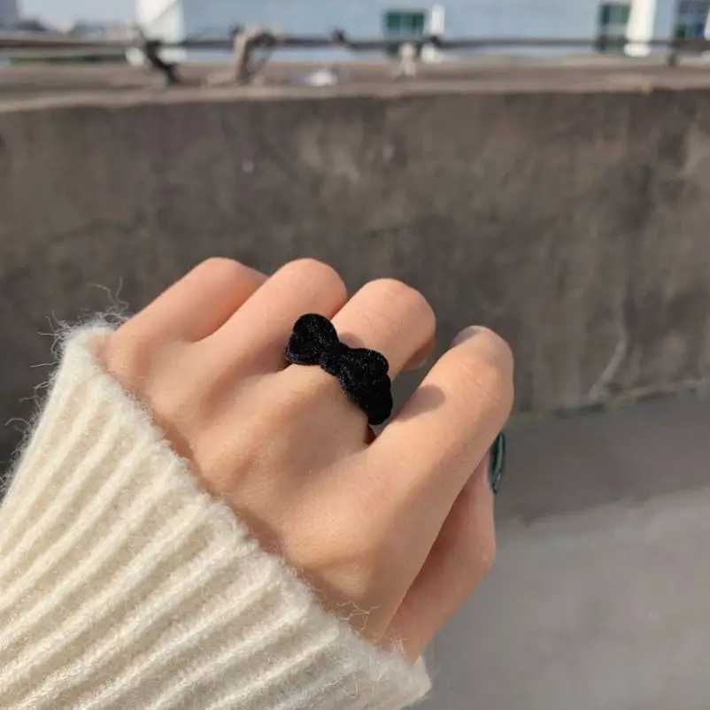 Velvet Bowknot Ring for Women Girls Blue Red Bow-knot Cute Rings Gift for Girlfriend r Korean Fashion Wedding JewelryXJ250110
