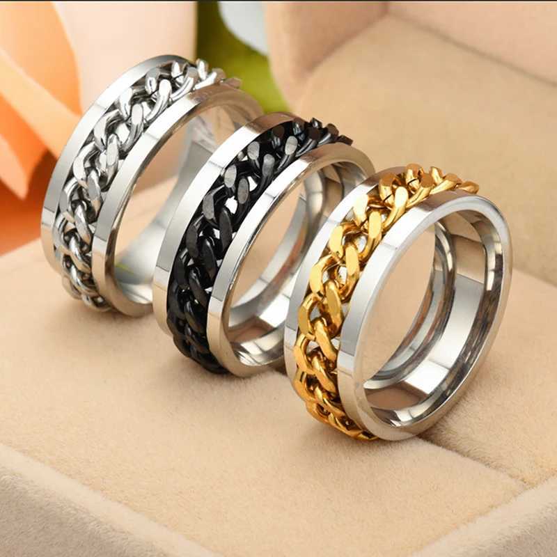 Titanium steel rotating chain ring is used for female and male rotating ring decompression multifunctional chain ring bottle opener gift W250111