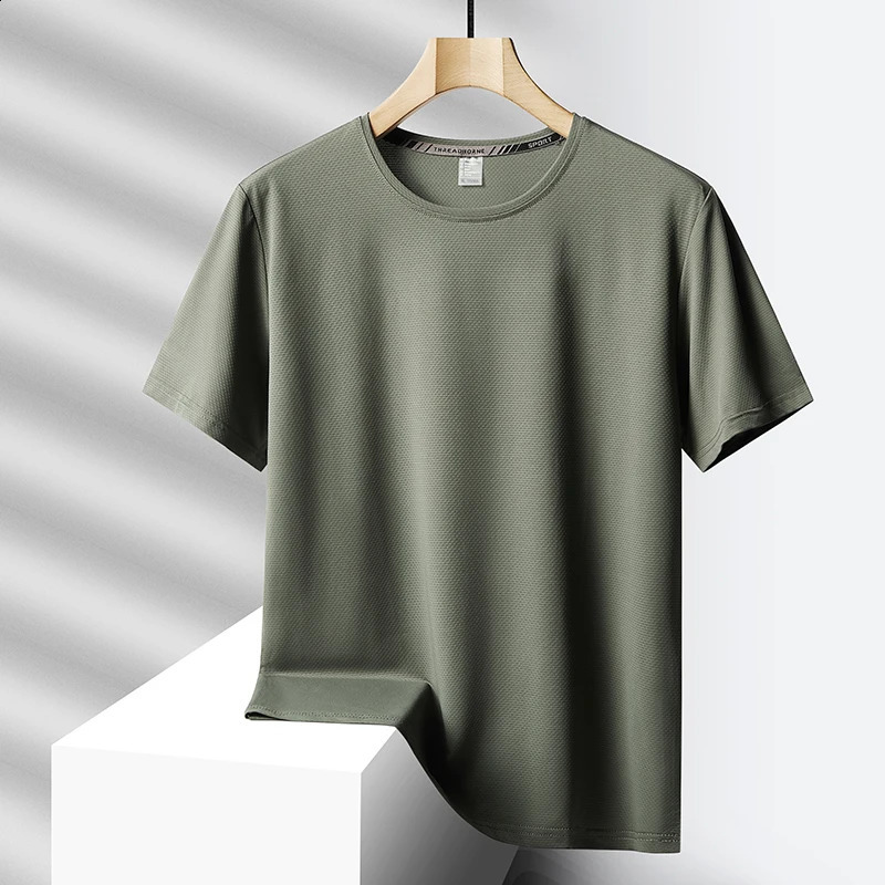 Quick Dry Sport Fashion T Shirt MenS Short Sleeves Summer Casual Black Green OverSize 6XL 7XL Top Tees GYM Tshirt Clothes 250108