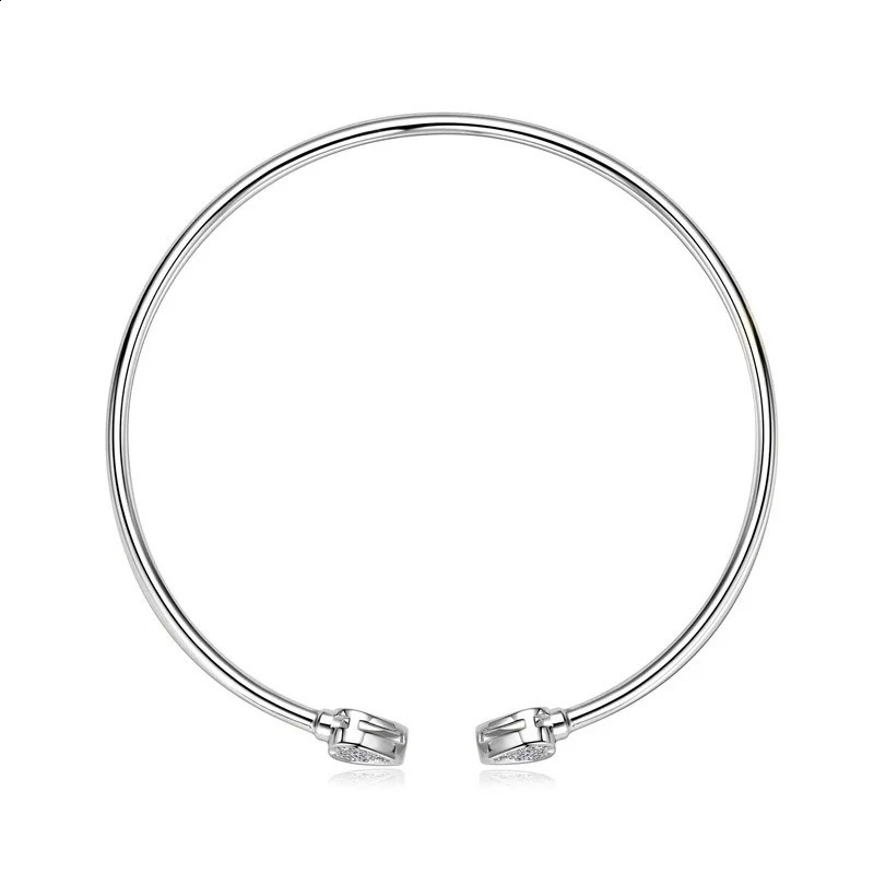 Na Original 925 Silver Jewelry Women Bracelets Bangles Jewelry Women Heart Charm VVS GRA Certified Open Bangle 250107