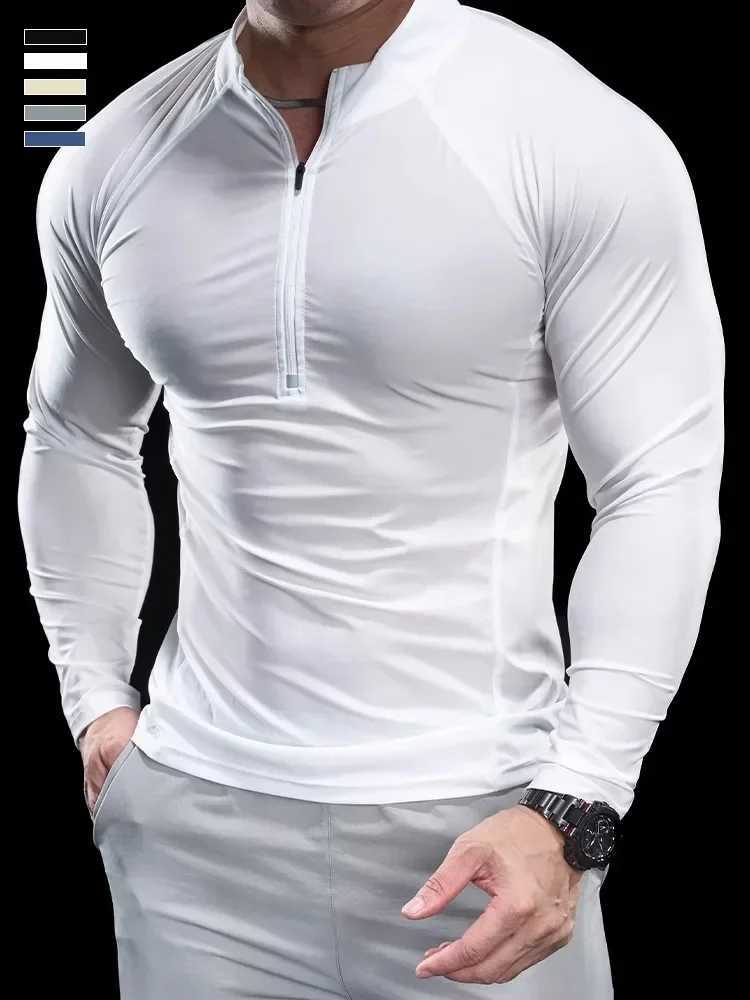 2024 Autumn New Mens Sports T-shirt Fitness Top Running Training Clothes Round Neck Quick Drying Breathable Long Sleeve W250111
