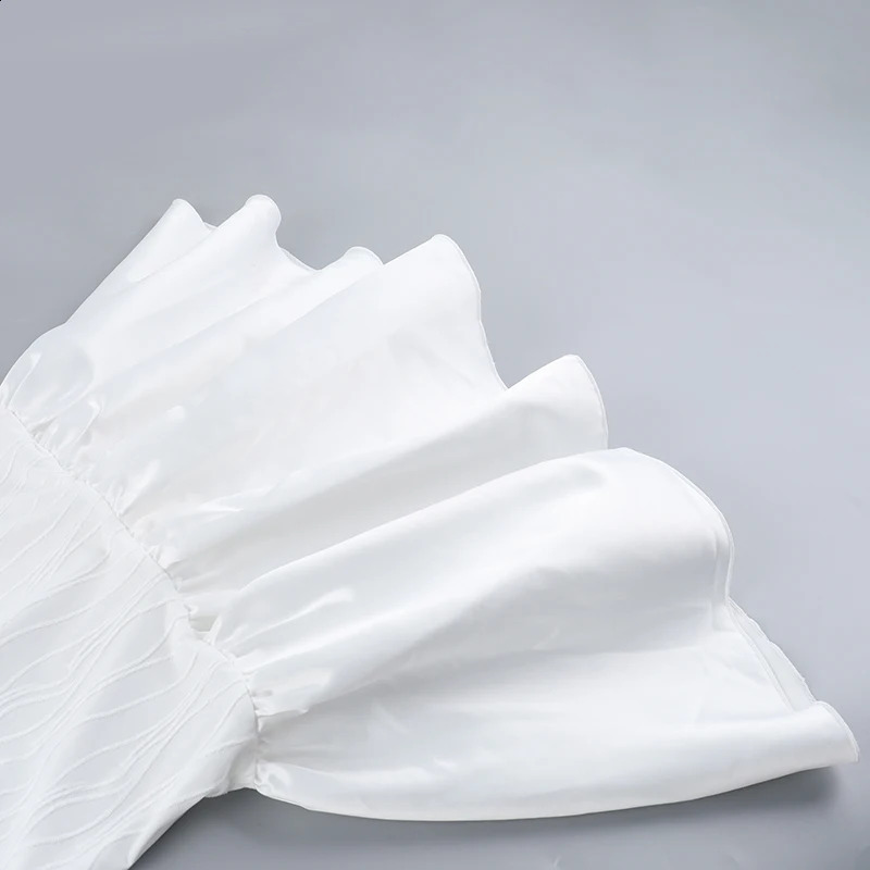 Elegant Ruffles Mini White Dress Women Hipster SexyO-Neck Long Seelve Body-Shaping Robe Autumn Birthday Party clothing 250109