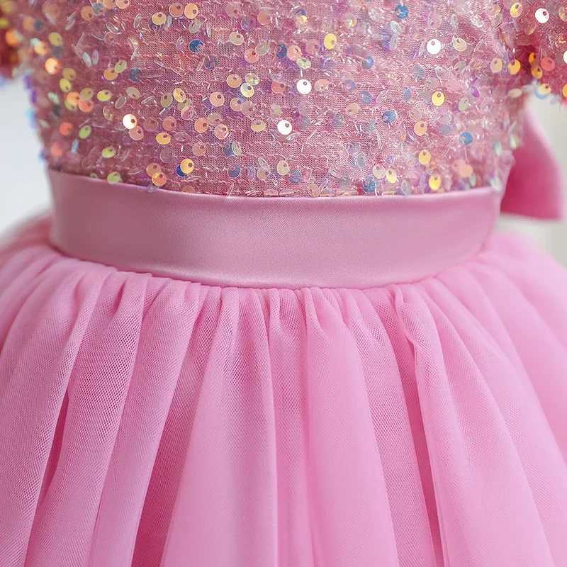 3-8 Yrs girl princess dress sequined lace chiffon wedding Par Tutu fluffy childrens evening dress formal bride dress W250111