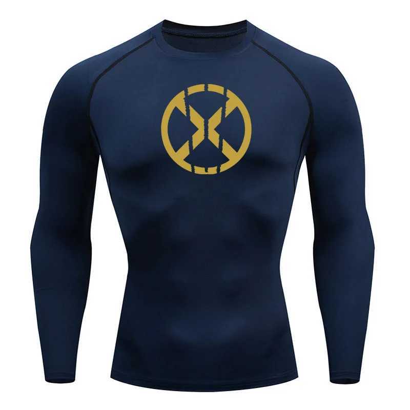 Bodybuilding clothing mens gym T-shirt compression long sleeved quick drying sunscreen basic skin T-shirt running W250111