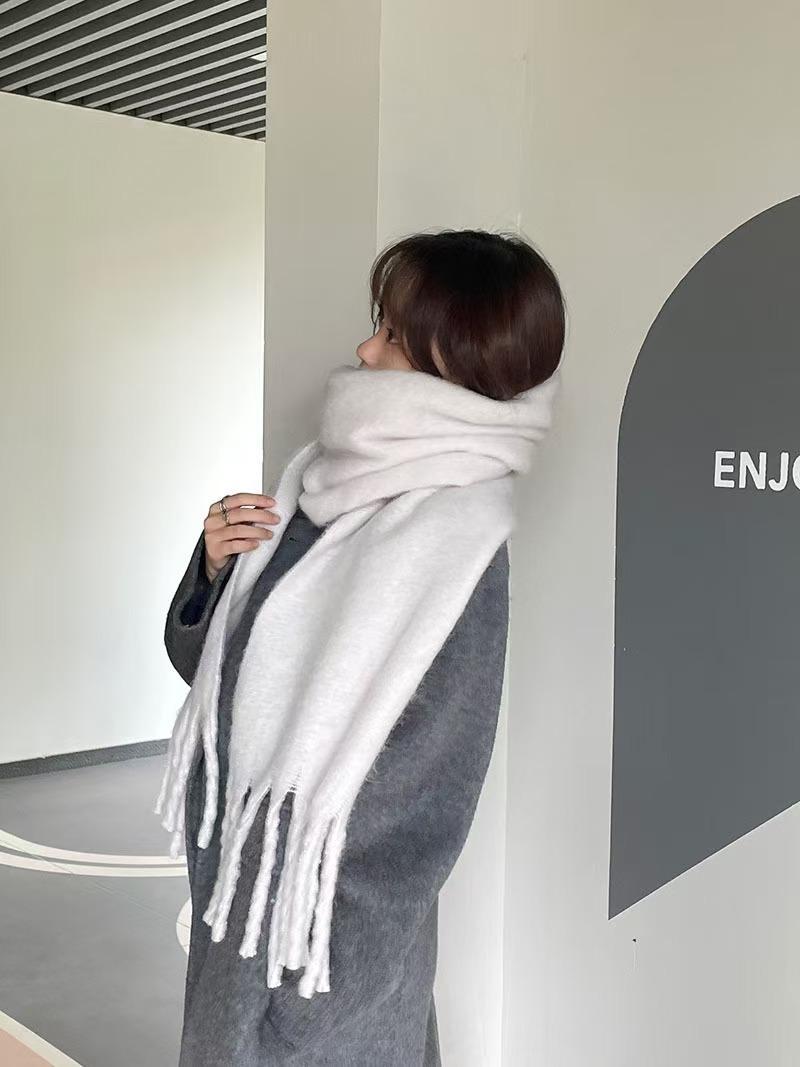 T086 solid color macaron color gentle thick warm scarf Korean drama atmosphere female protagonist scarf men and women