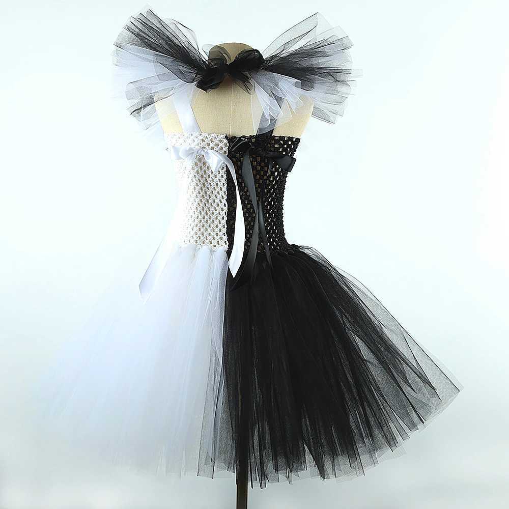 White black checkered girls clown costume Halloween horror costume Tutu childrens costume clown fancy costume childrens horror costume W250111